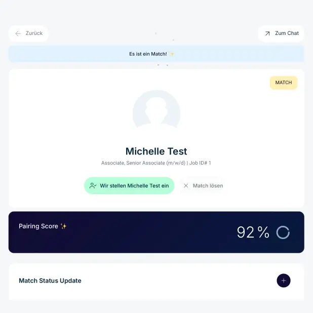 Visualisierung eines potentiellen Arbeitgebers mit einem Match